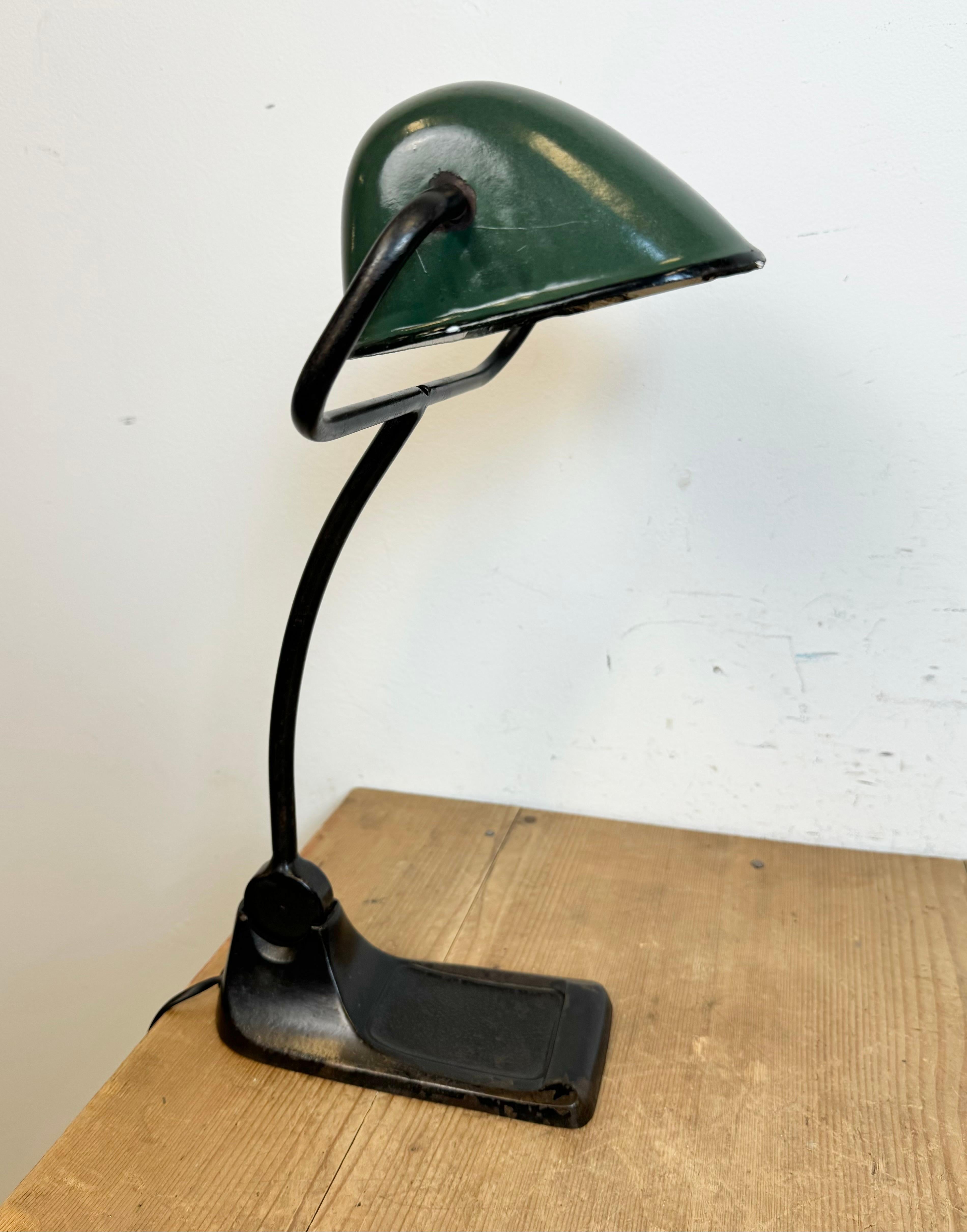 20th Century Vintage Green Enamel Bank Lamp from BUR, 1930s For Sale