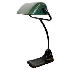 Lámpara de banco vintage de esmalte verde de BUR, años 30