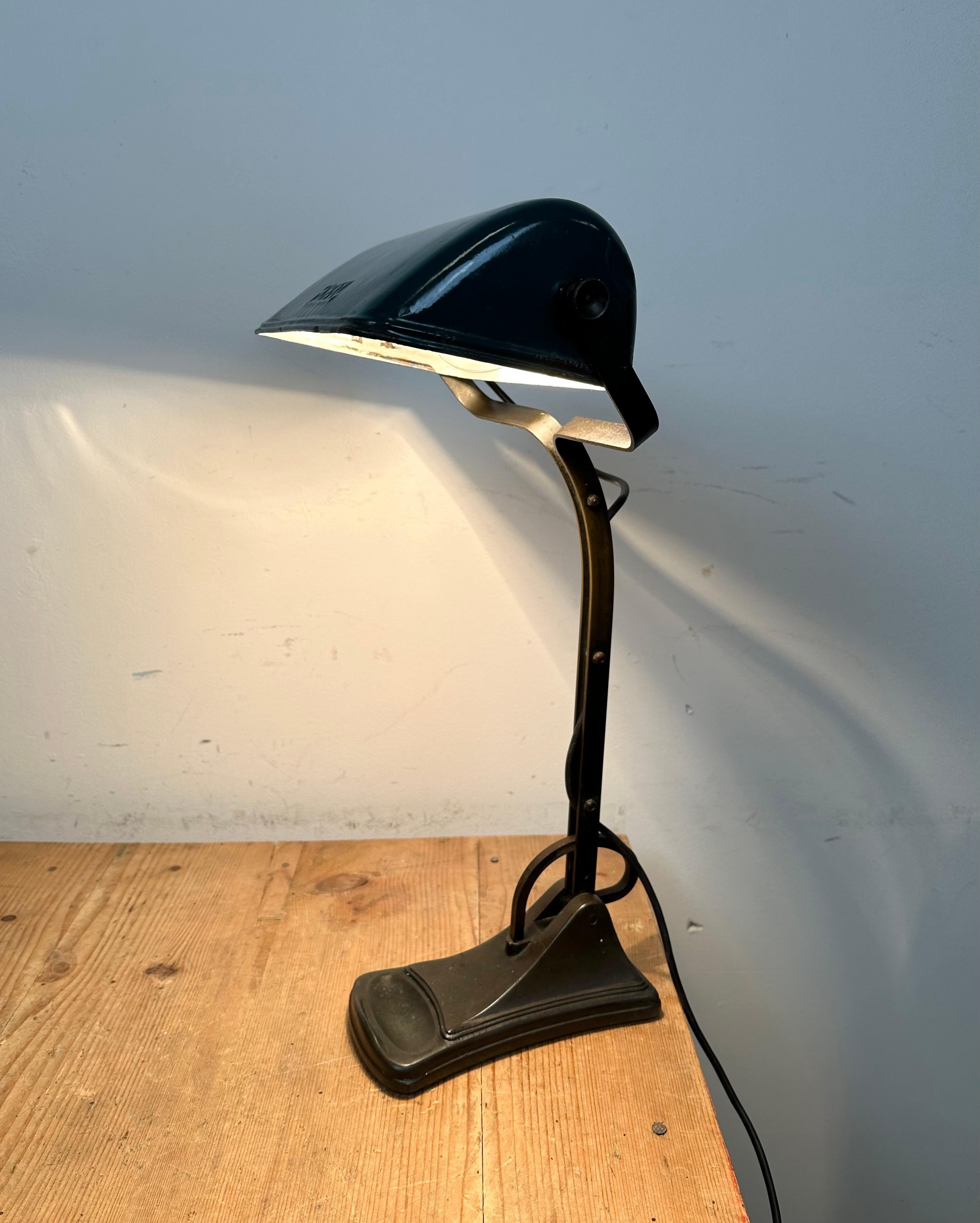 Vintage Green Enamel Bank Lamp from Horax, 1930s 10