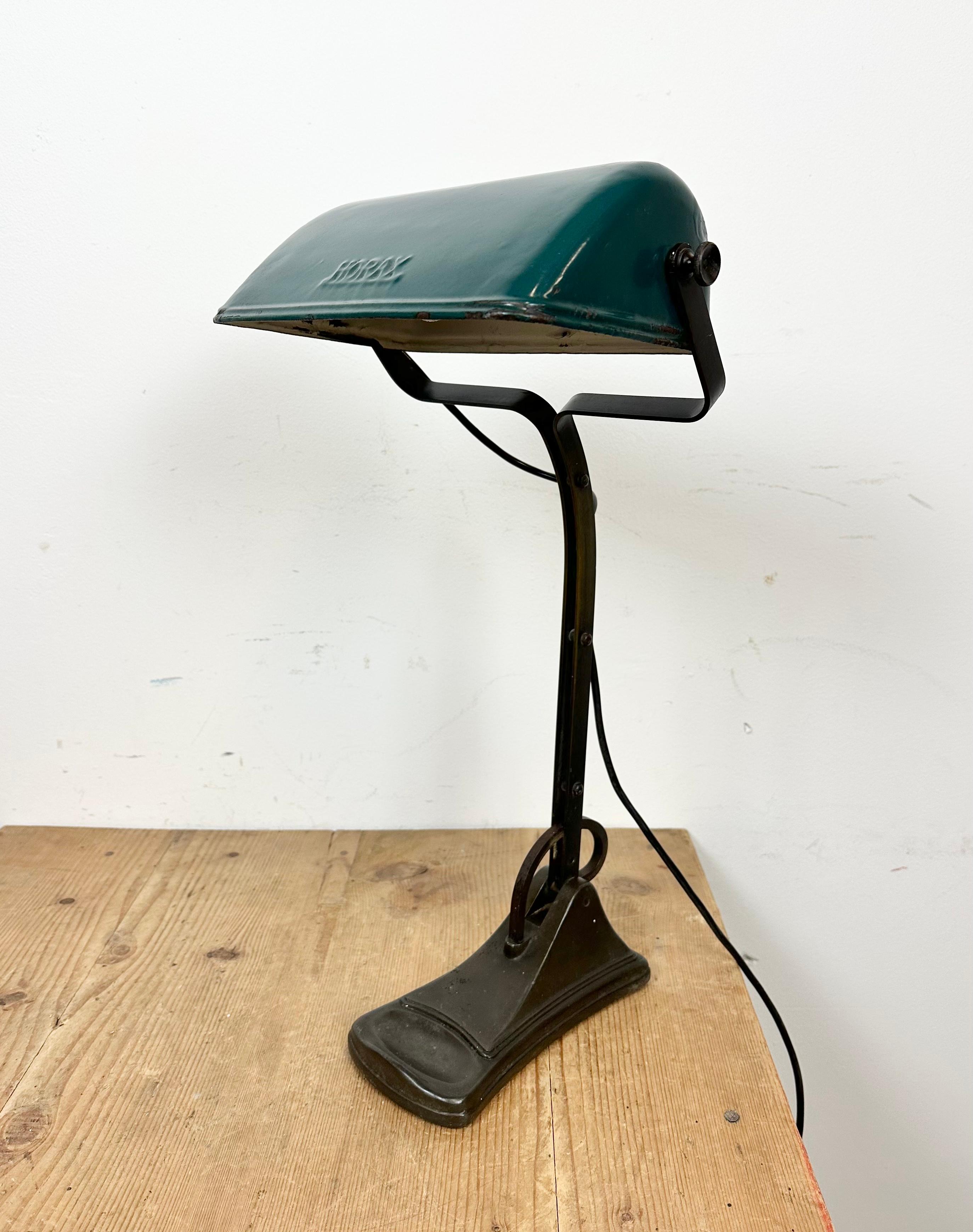 Bauhaus Vintage Green Enamel Bank Lamp from Horax, 1930s