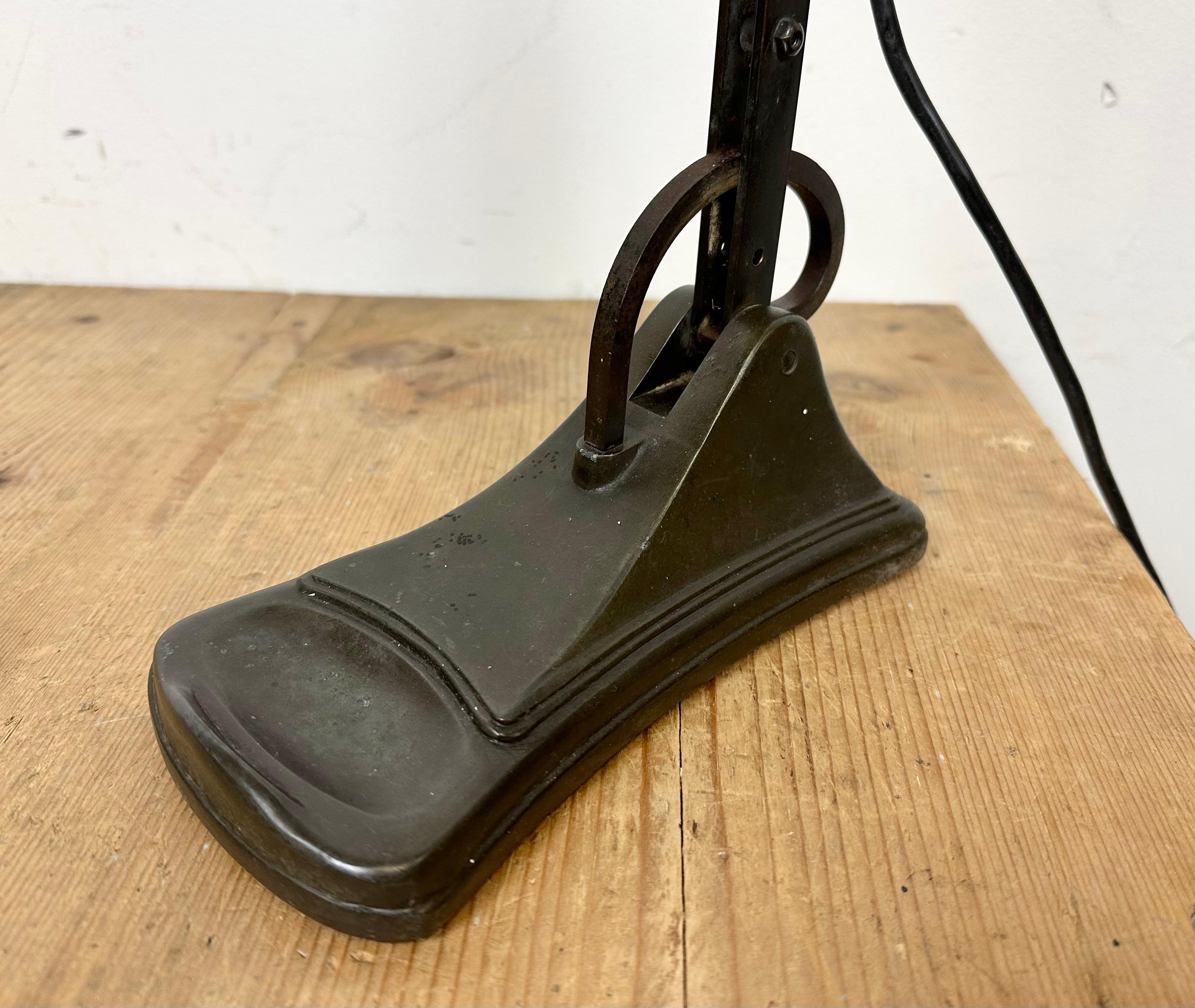Cast Vintage Green Enamel Bank Lamp from Horax, 1930s