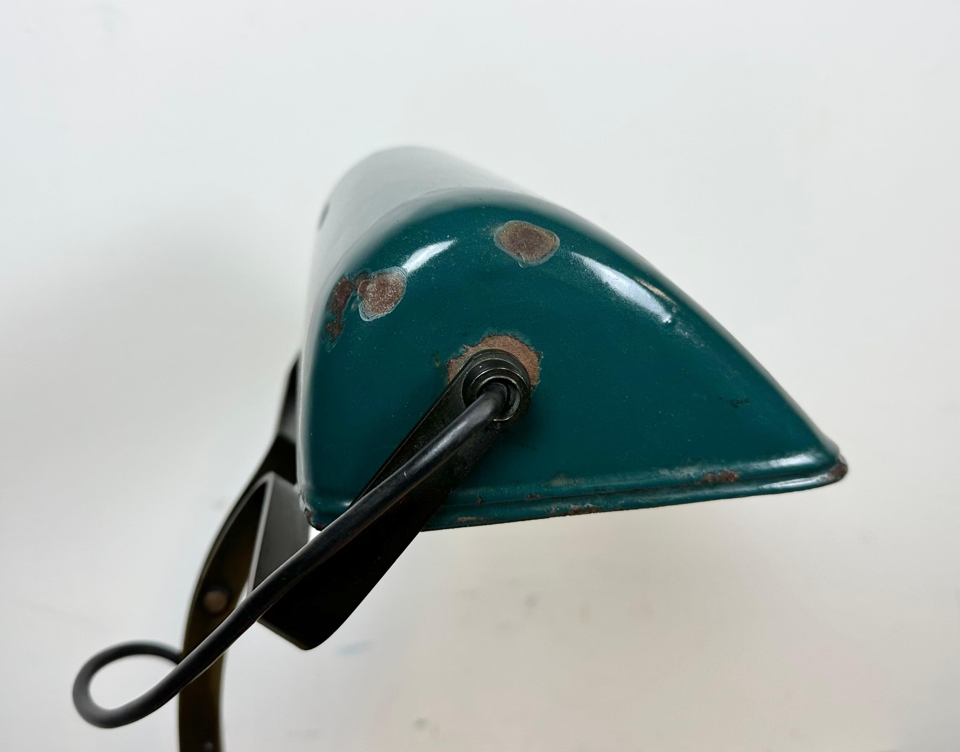 20th Century Vintage Green Enamel Bank Lamp from Horax, 1930s