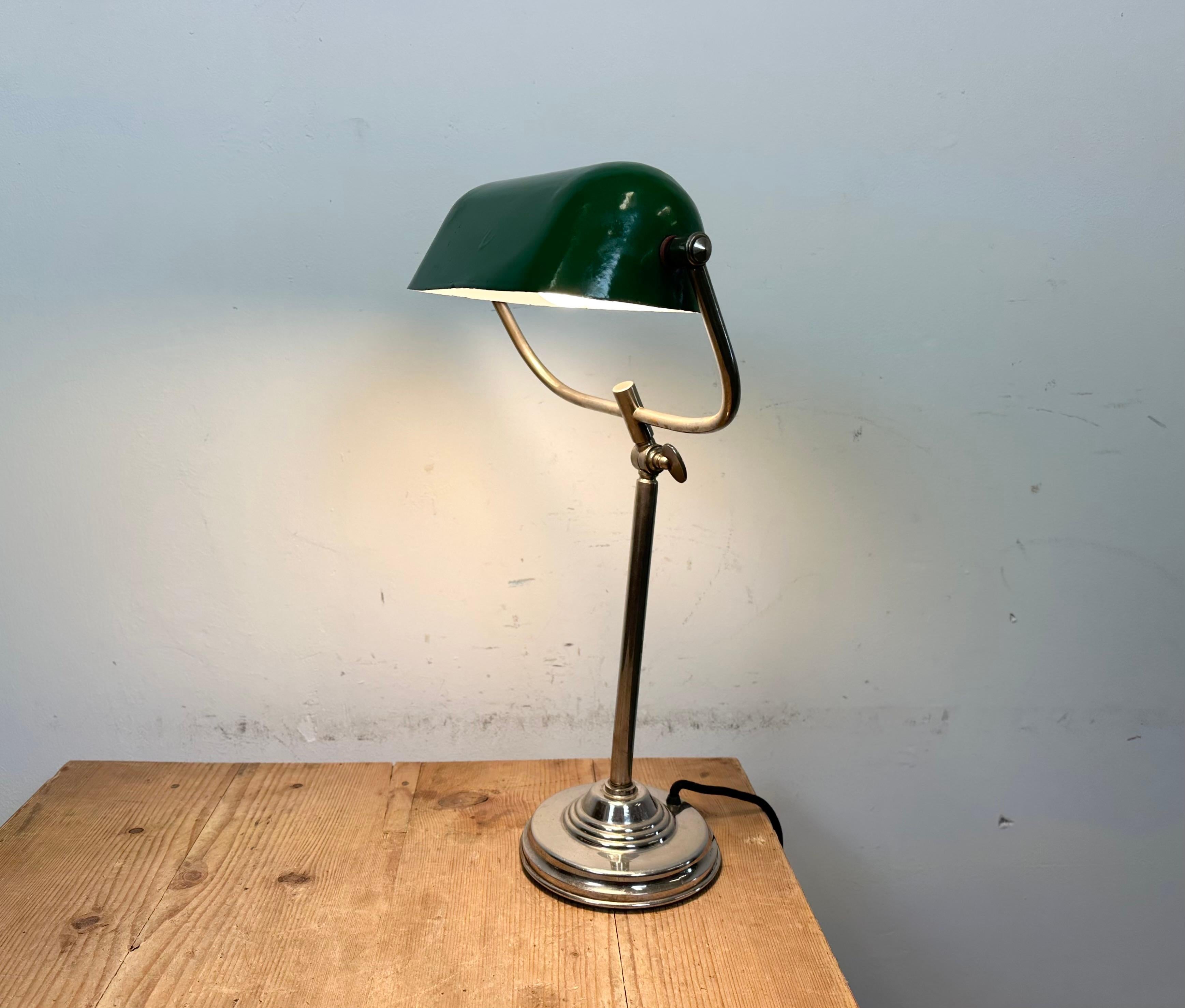 Vintage Green Enamel Bank Table Lamp, 1960s 13