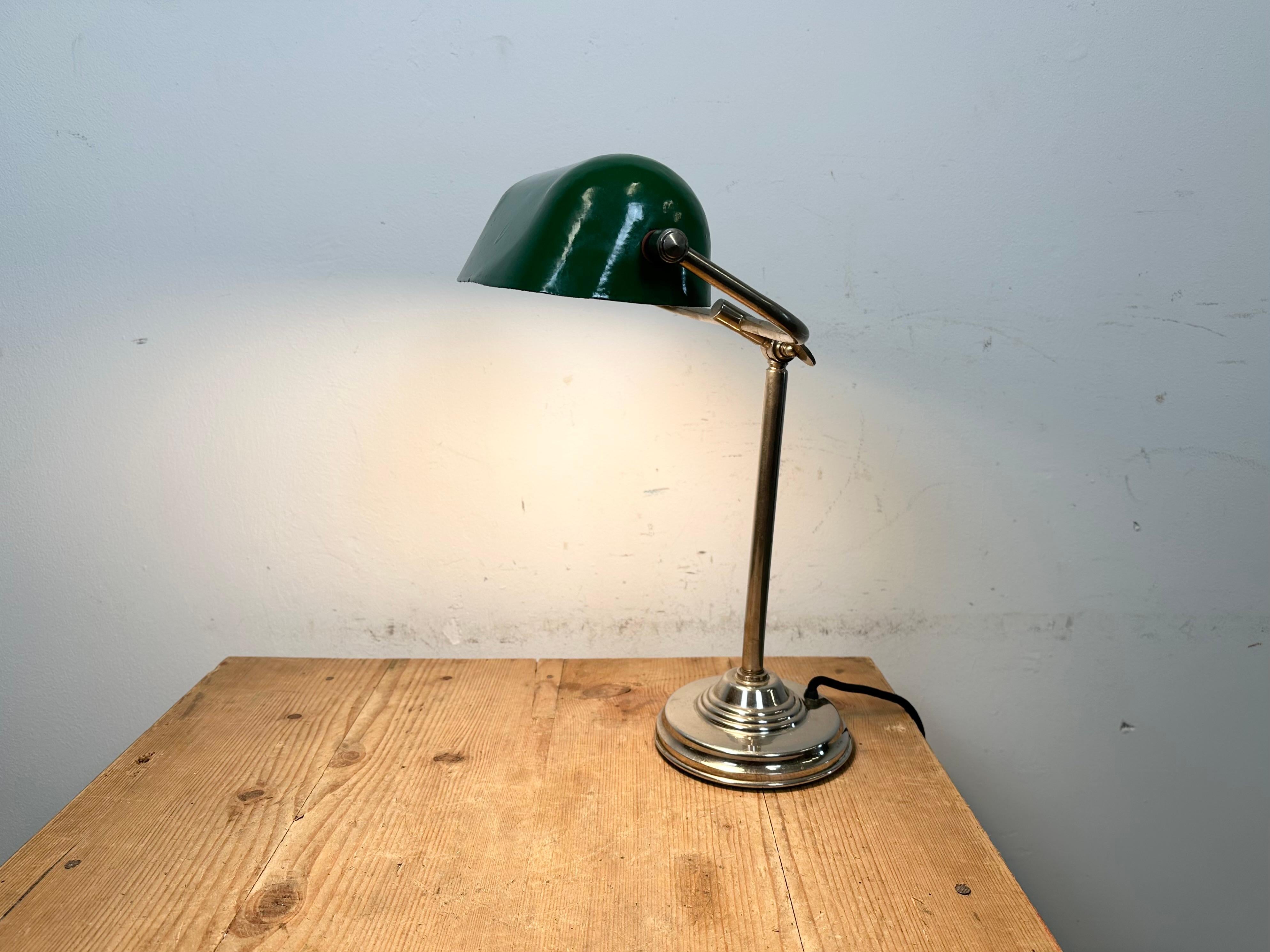 Vintage Green Enamel Bank Table Lamp, 1960s 14