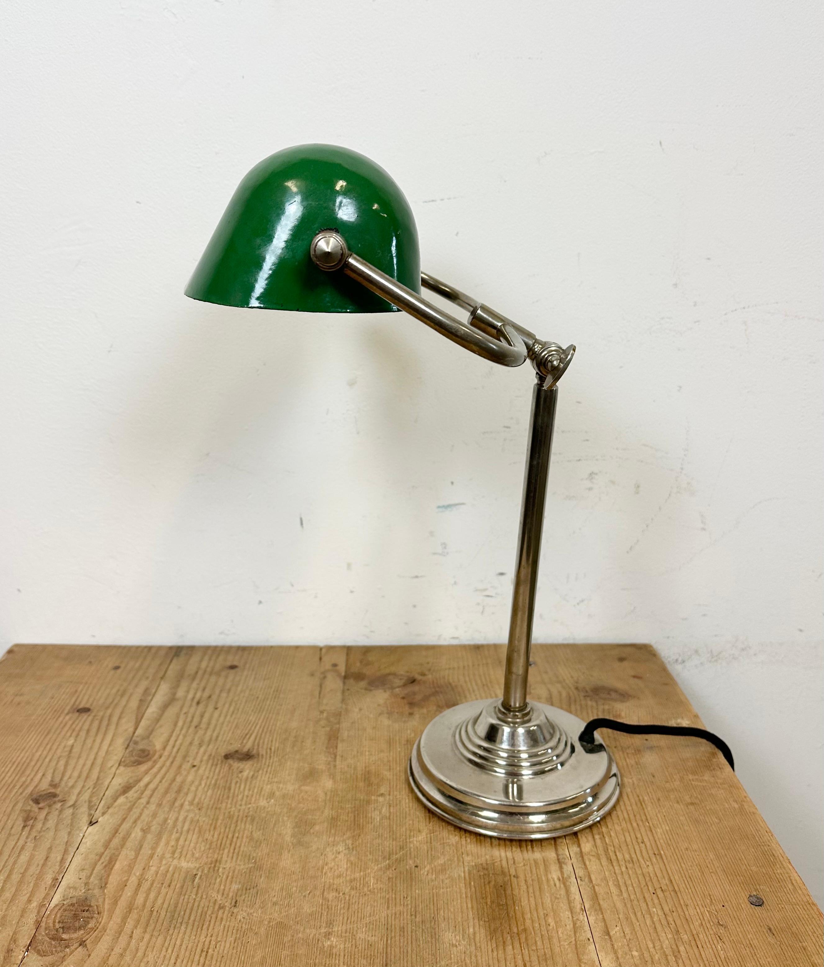 20th Century Vintage Green Enamel Bank Table Lamp, 1960s