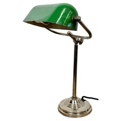 Vintage Green Enamel Bank Table Lamp, 1960s