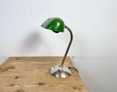 Vintage Green Enamel Bankers Table Lamp, 1950s