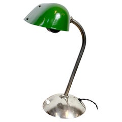 Vintage Green Enamel Bankers Table Lamp, 1950s