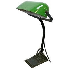 Antique Green Enamel Desk Lamp, 1930s