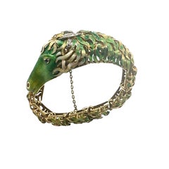 Vintage Green Enamel Horse Head Bracelet