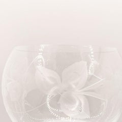 Vintage Green Etched Wine Glasses, Pair