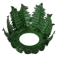 Vintage Green Fern Leaf Semi-Flush Light