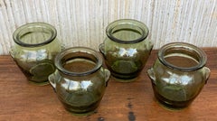 Pots de rangement pour boîtes de conserve en verre vert, Espagne, farine, thé, années 1960