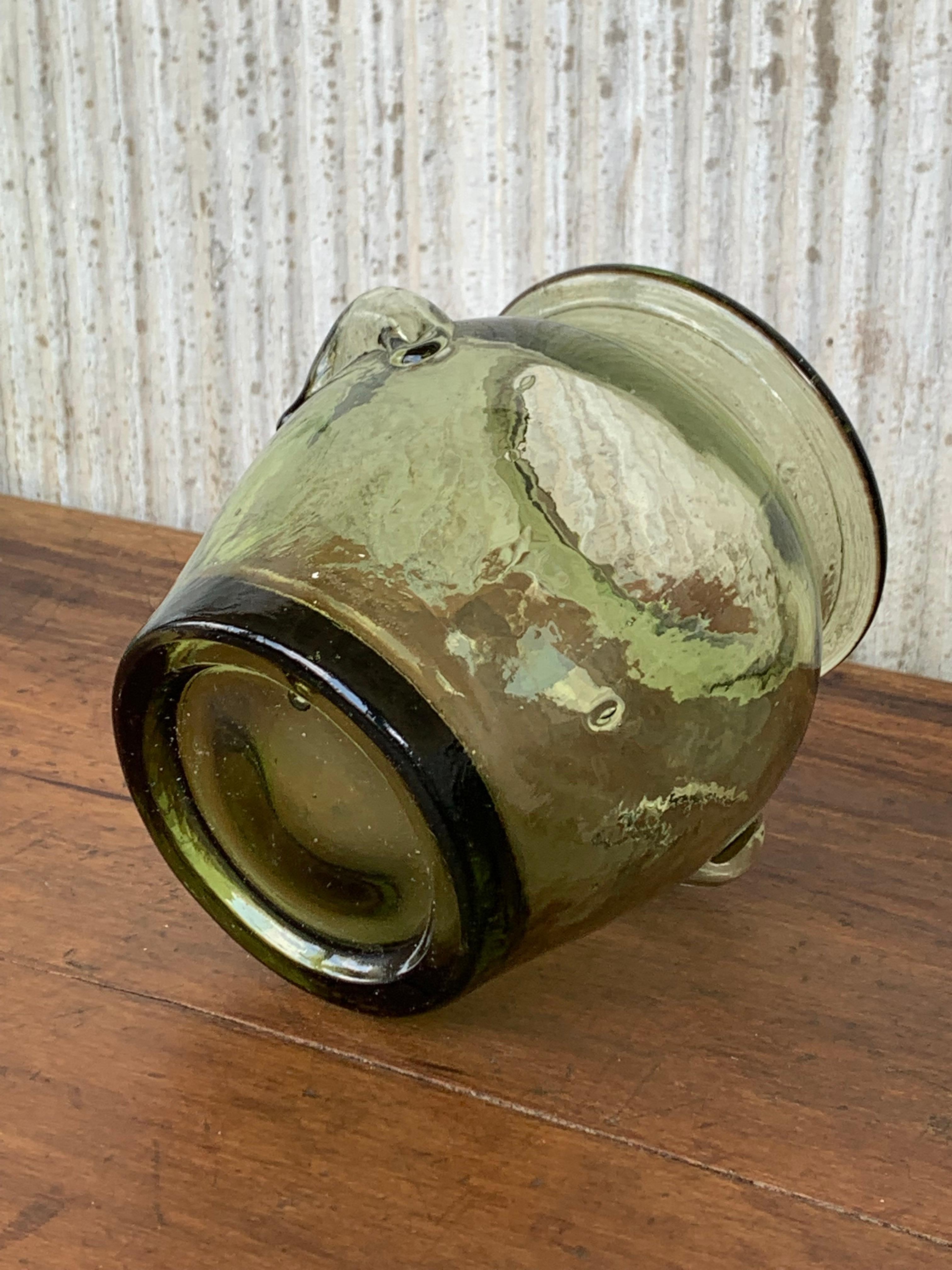 Spanish Vintage Green Glass Canister Storage Jars, Spain Flour, Tea, 1960s For Sale