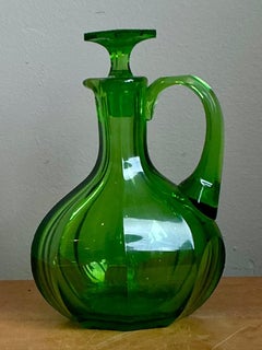 Vintage Green Glass Decanter