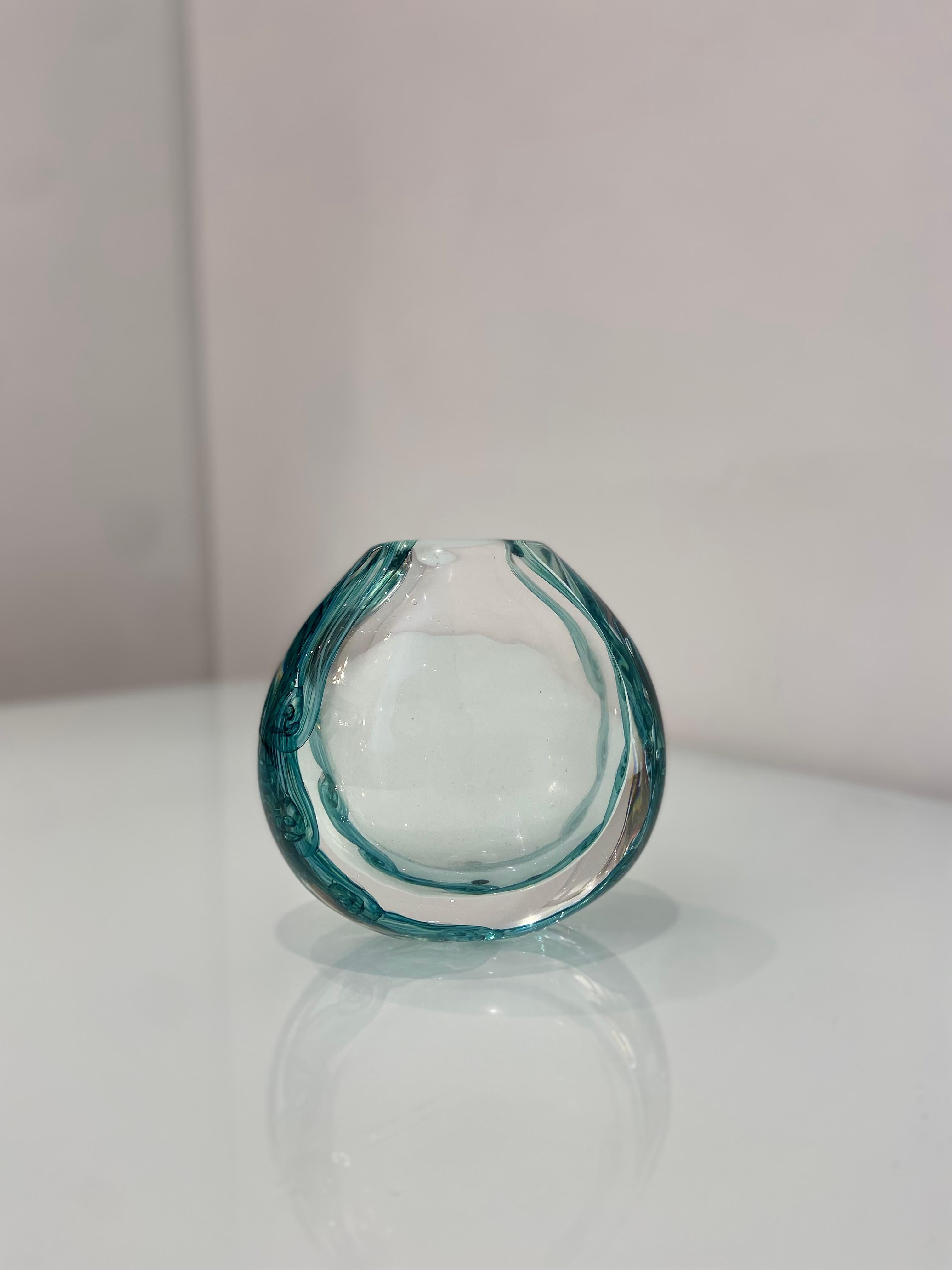 Mid-Century Modern Vintage Green Glass Decorative Ornament By Ales Valner, Czech Republic For Sale