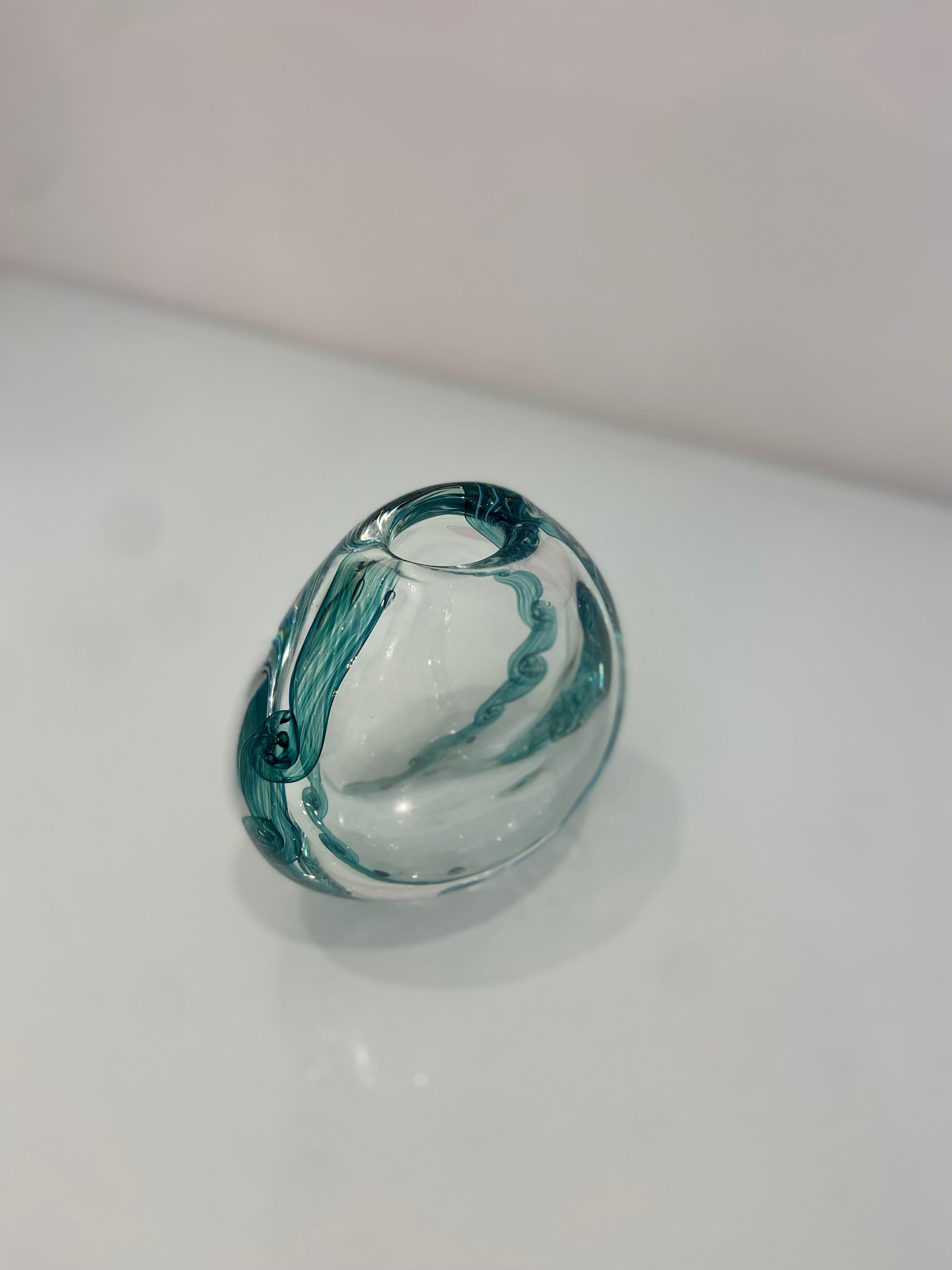 Vintage Green Glass Decorative Ornament By Ales Valner, Czech Republic In Good Condition For Sale In London, GB