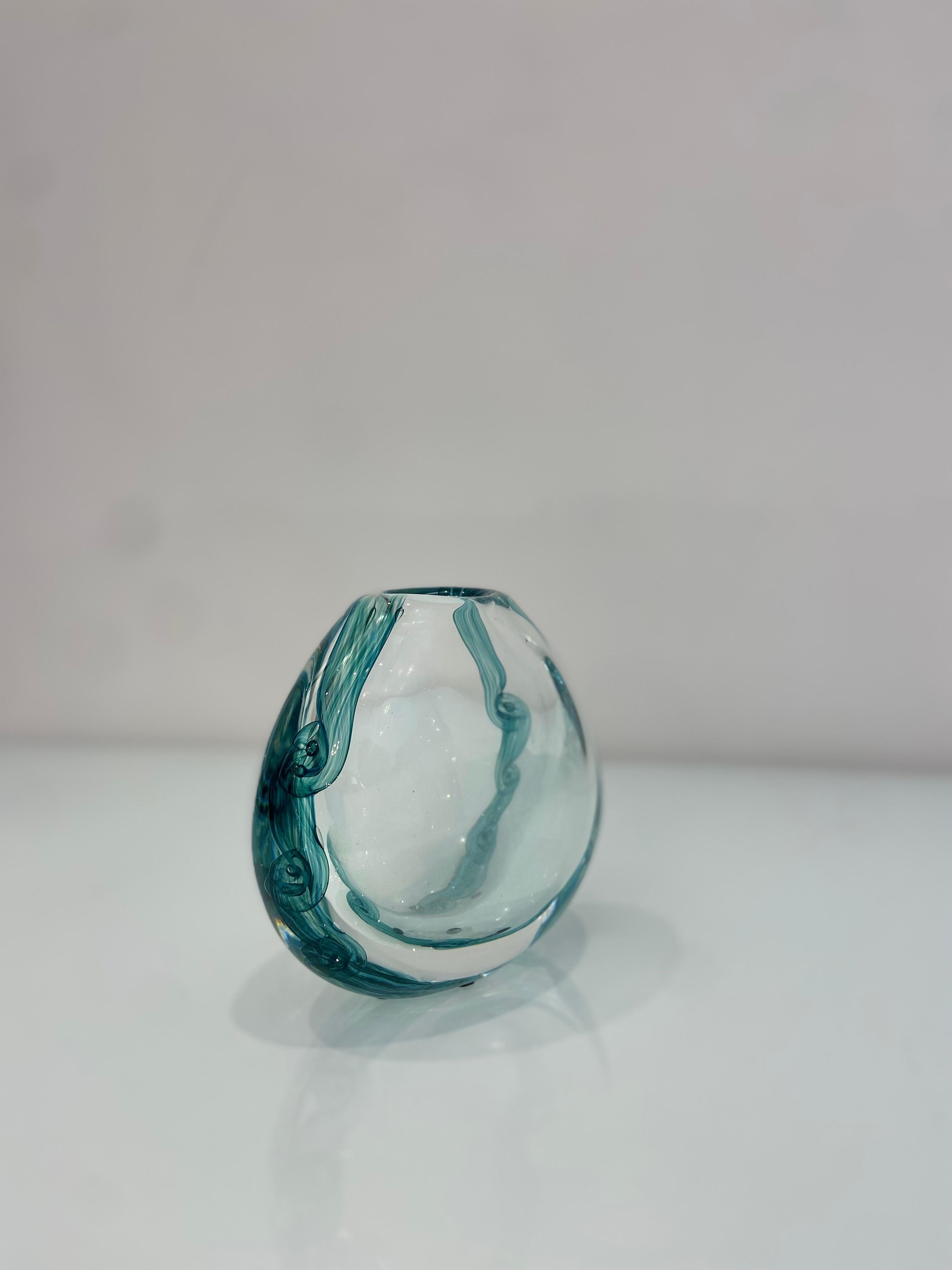 20th Century Vintage Green Glass Decorative Ornament By Ales Valner, Czech Republic For Sale