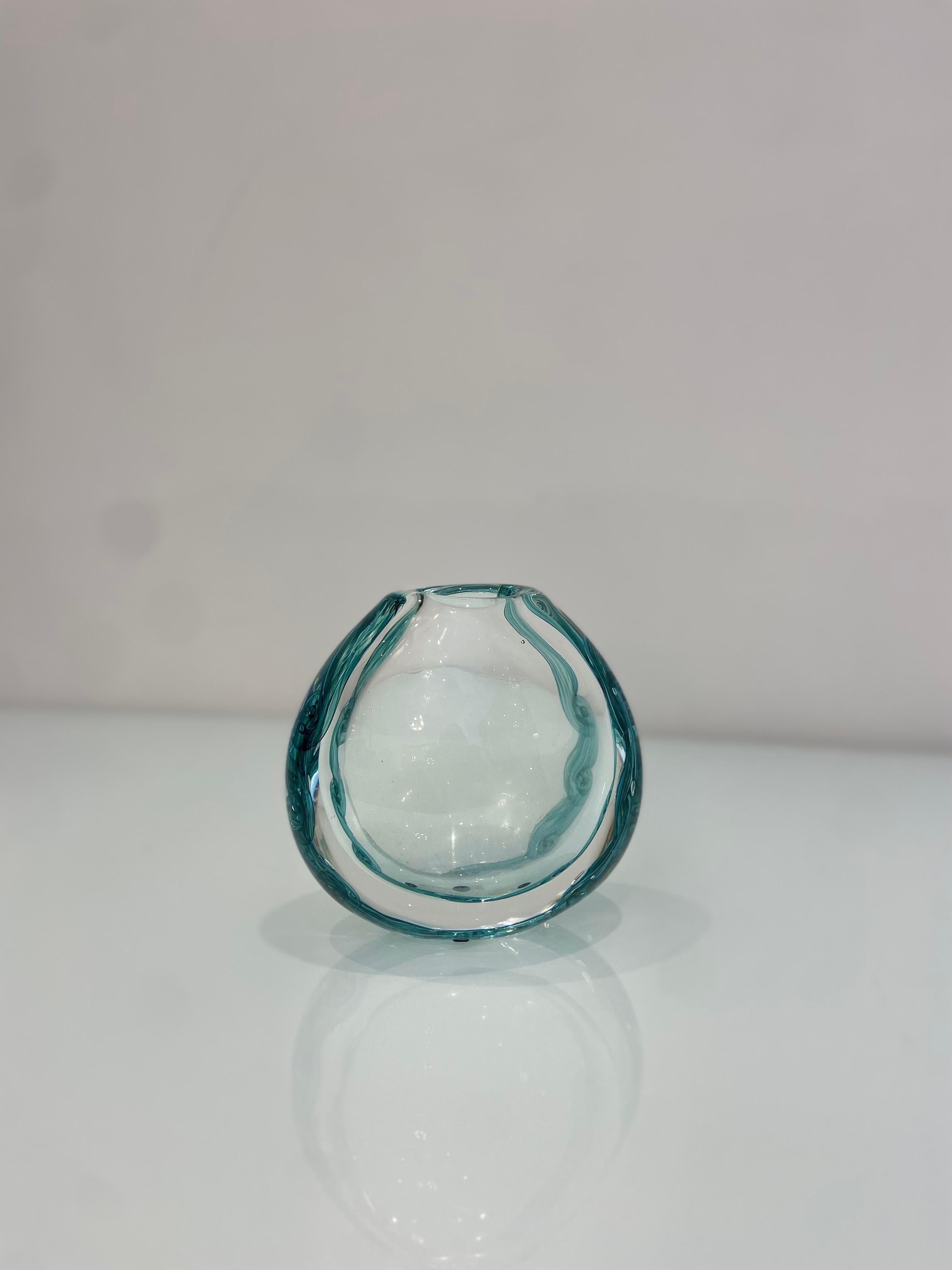 Art Glass Vintage Green Glass Decorative Ornament By Ales Valner, Czech Republic For Sale