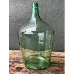 Vintage Green Glass Demijohn Bottle
