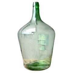 Vintage Green Glass Demijohn Bottle