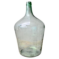 Vintage Green Glass Demijohn Bottle