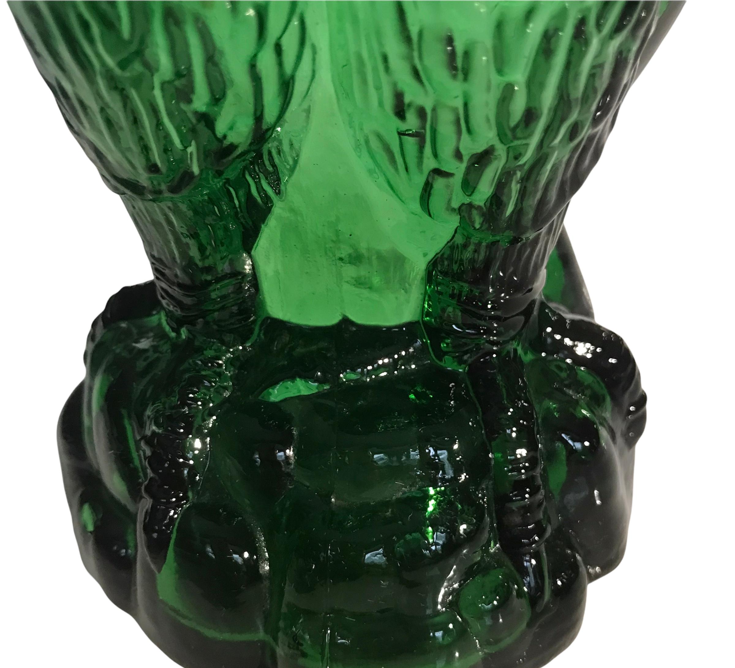 green glass decanter vintage