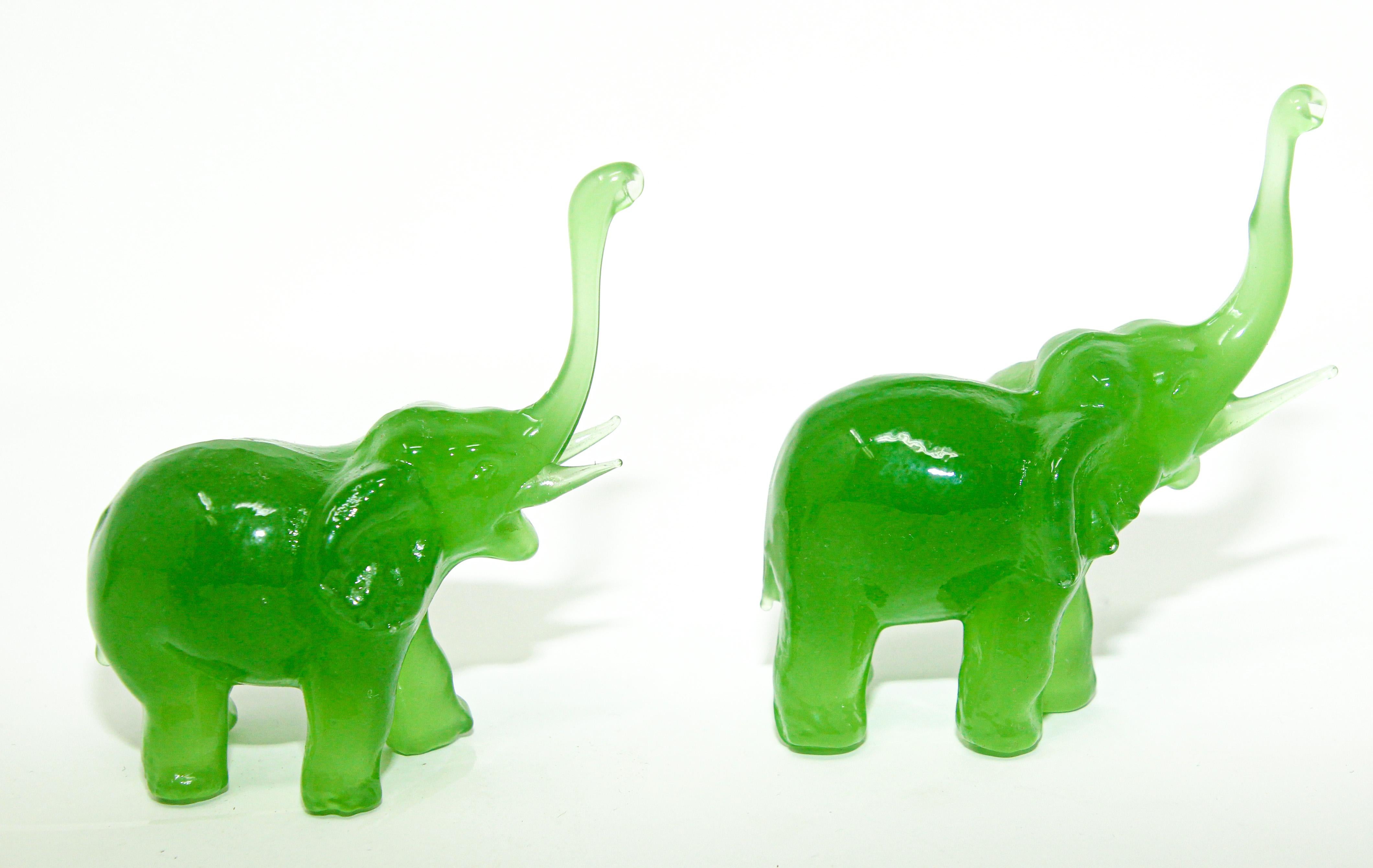green glass elephant figurine