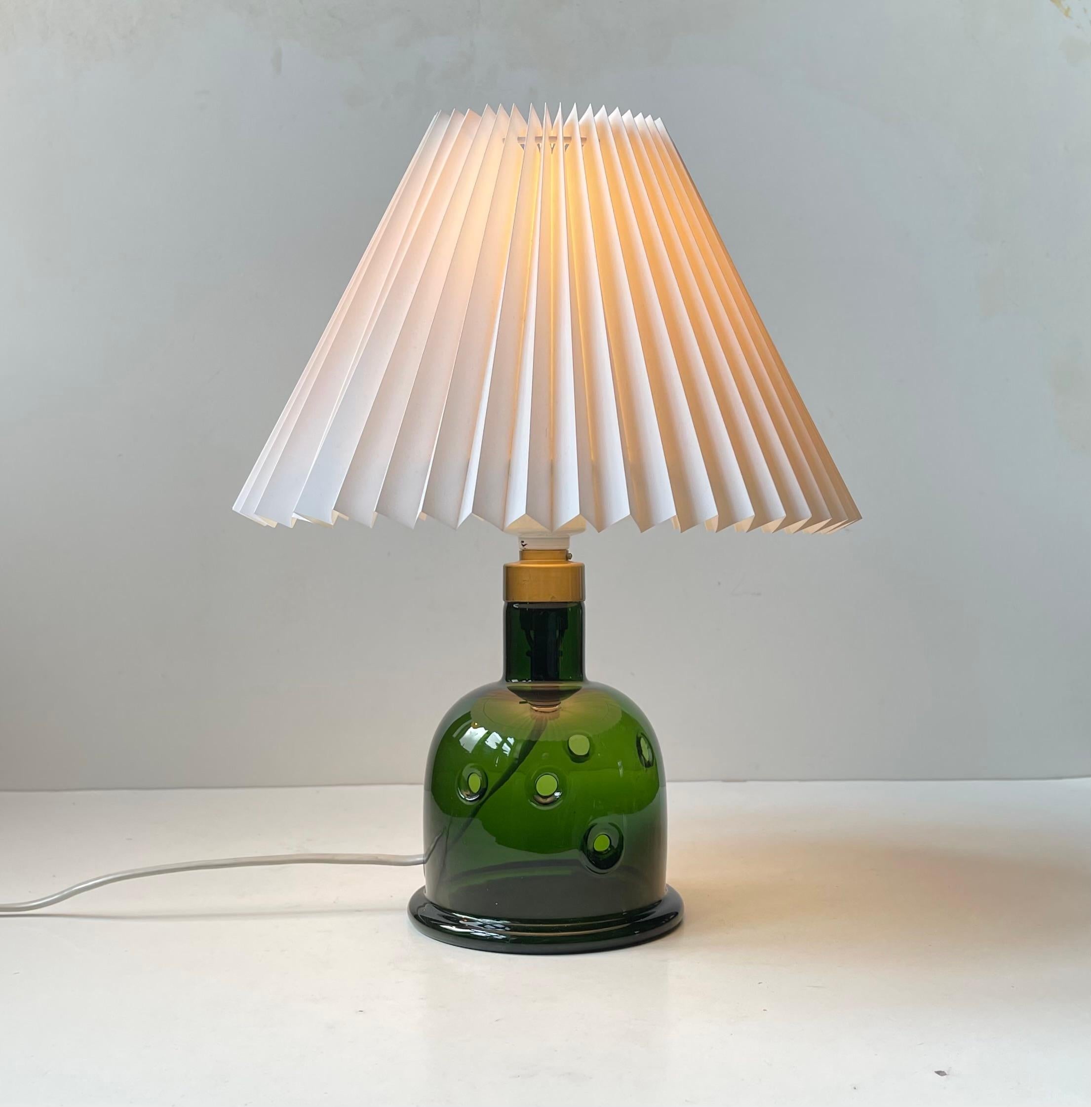 Vintage Green Glass Meteor Table Lamp by Michael Bang for Holmegaard, 1970s For Sale 4
