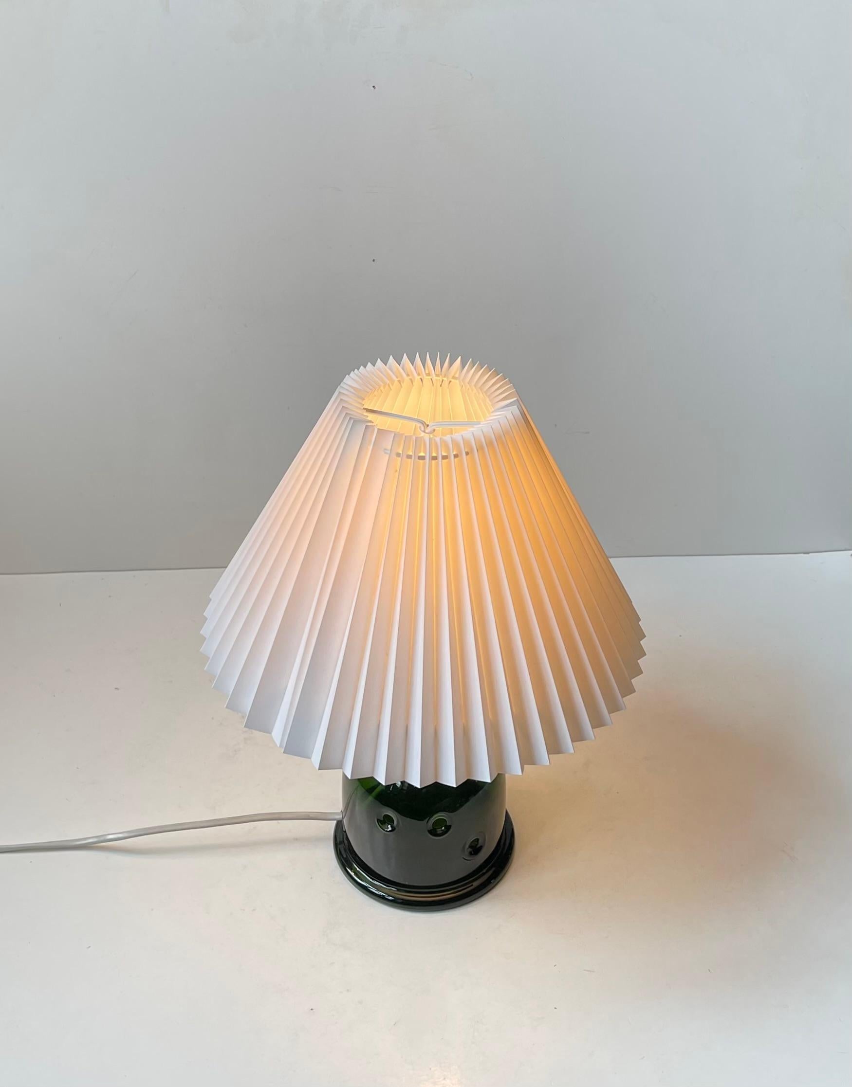 Blown Glass Vintage Green Glass Meteor Table Lamp by Michael Bang for Holmegaard, 1970s For Sale