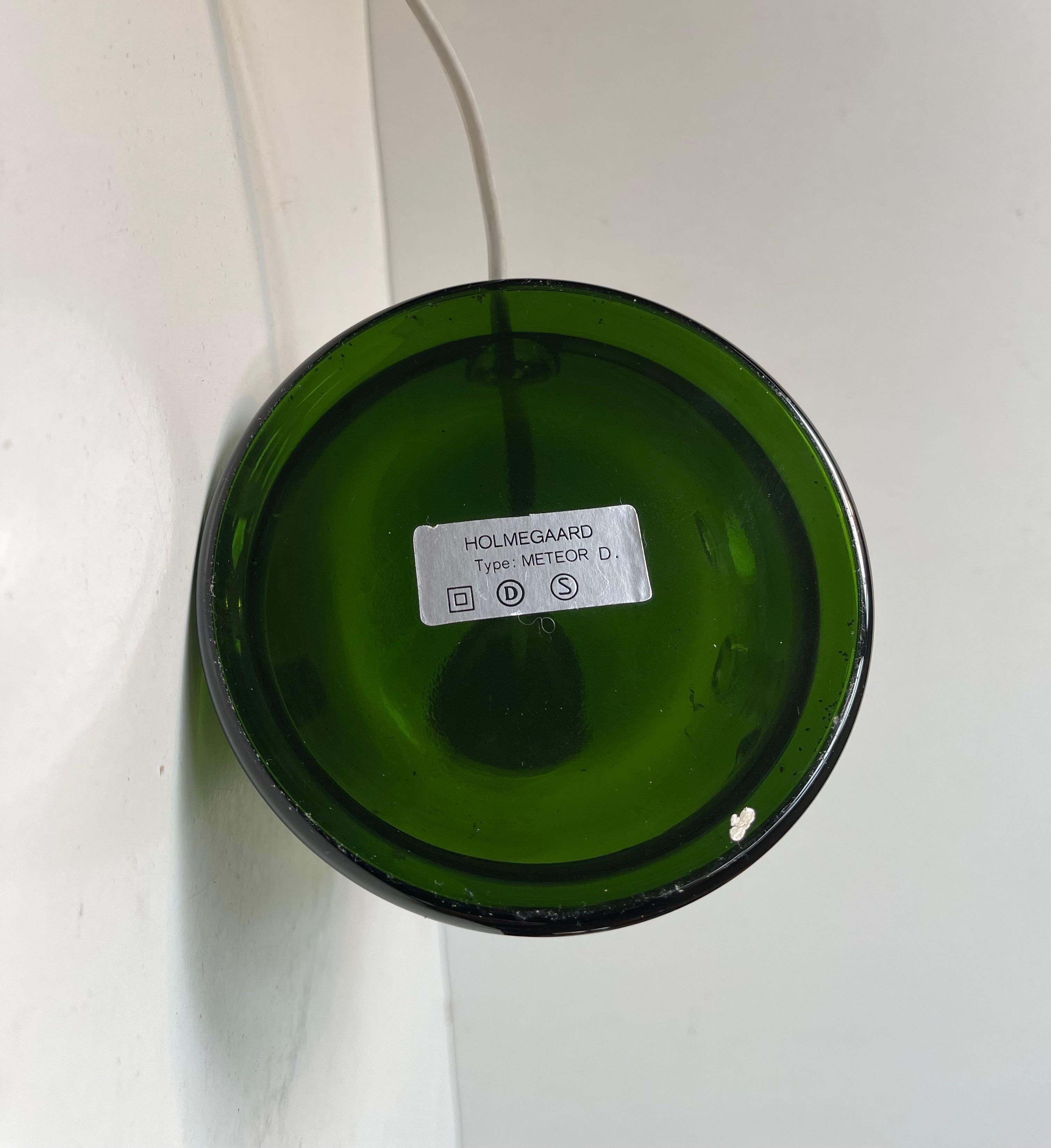 Vintage Green Glass Meteor Table Lamp by Michael Bang for Holmegaard, 1970s For Sale 1