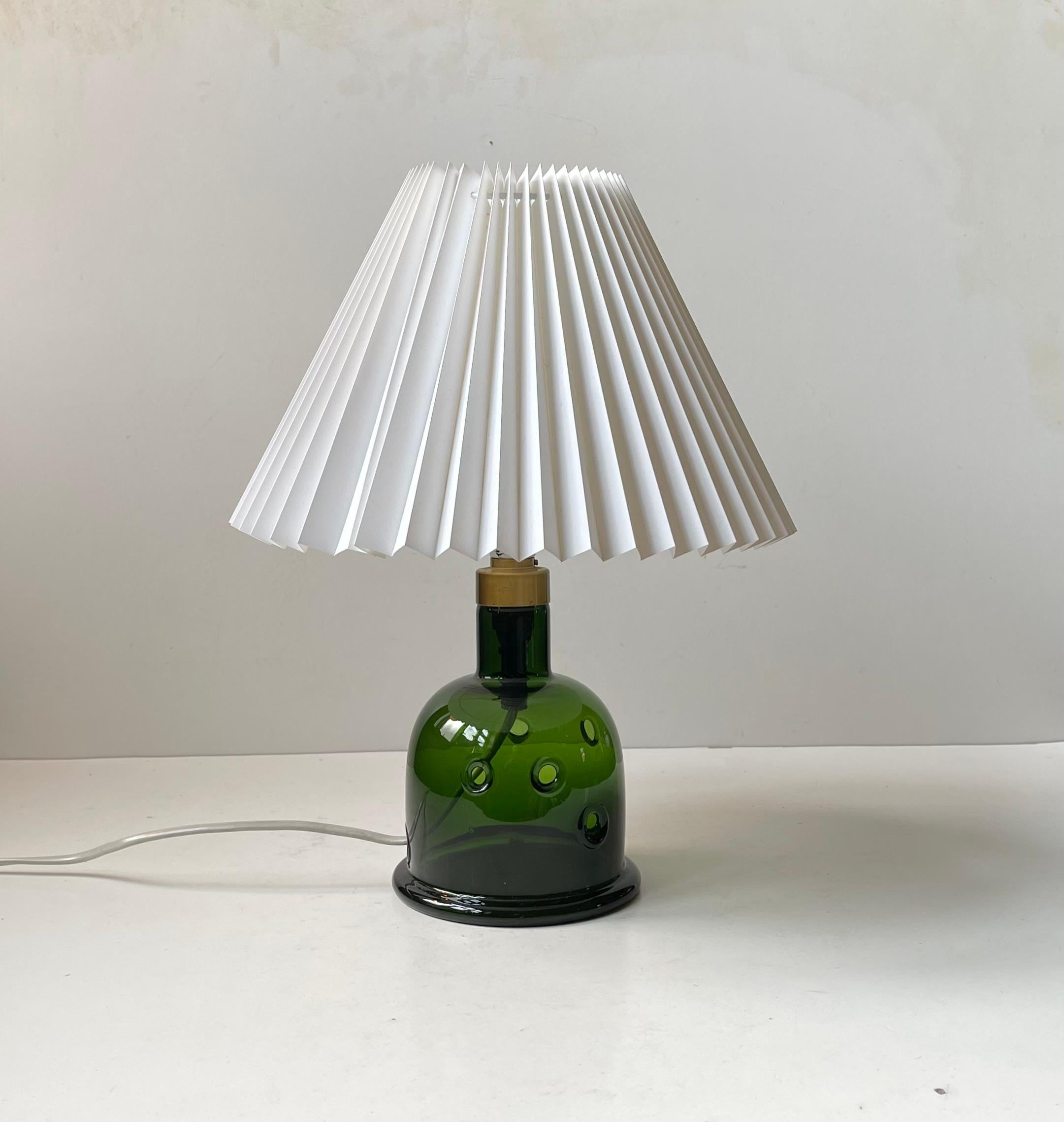 Vintage Green Glass Meteor Table Lamp by Michael Bang for Holmegaard, 1970s For Sale 2