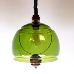 Vintage Green Glass Pendant Lamp by Sijaj Hrastnik, Yugoslavia 1960s