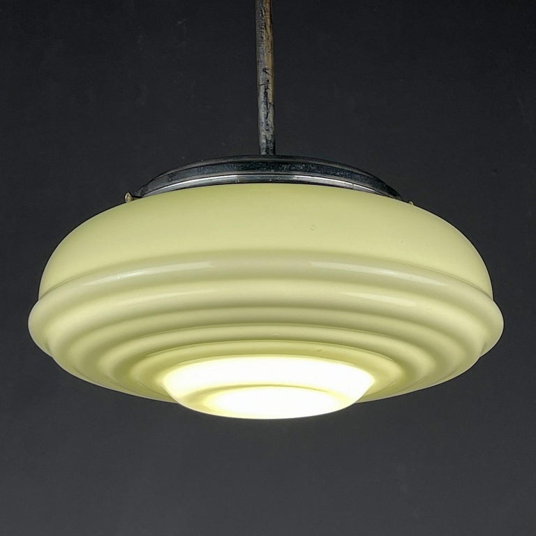 Vintage Green Glass Pendant Lamp, Italy, 1950s For Sale at 1stDibs