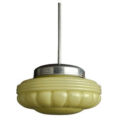 Vintage Green Glass Pendant Lamp, Italy, 1950s
