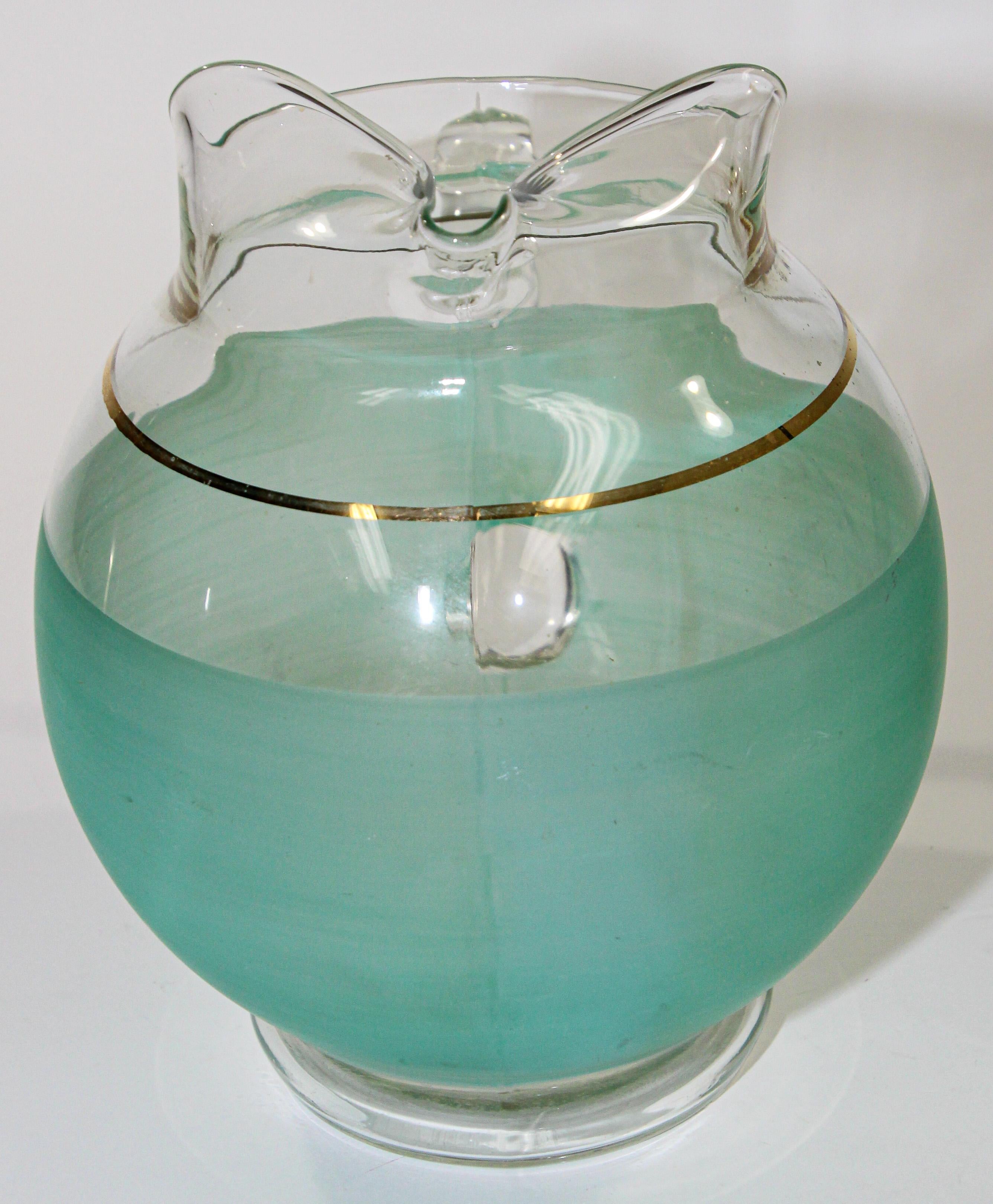 1960s Green Glass Pitcher American Collectible Barware For Sale 2