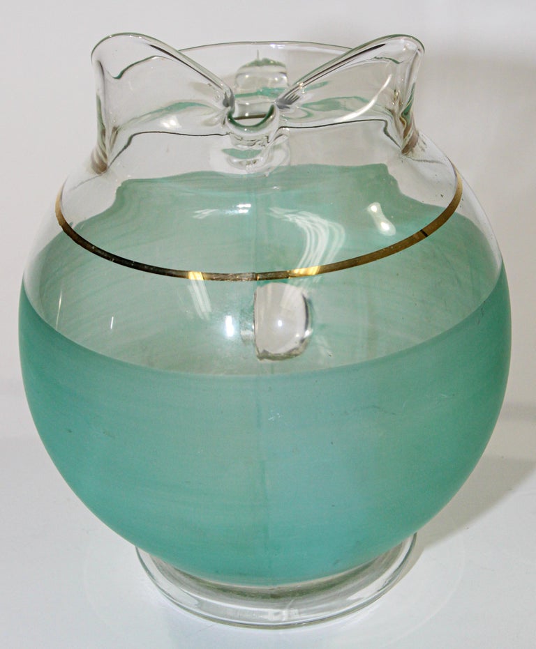 Vintage Green Glass Pitcher American Collectible, 1960's For Sale 5