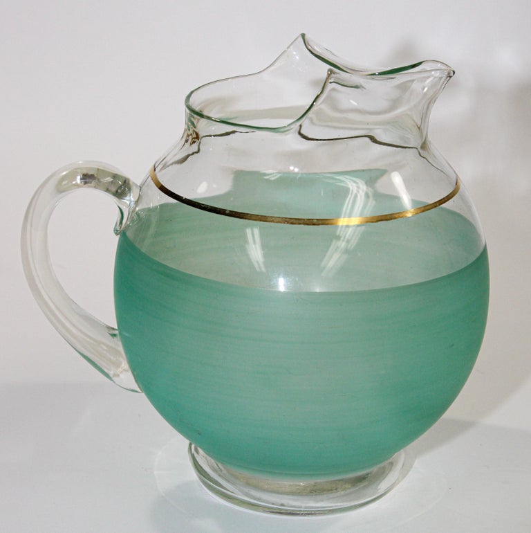 Vintage Green Glass Pitcher American Collectible, 1960's For Sale 10