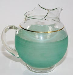 1960s Green Glass Pitcher American Collectible Barware
