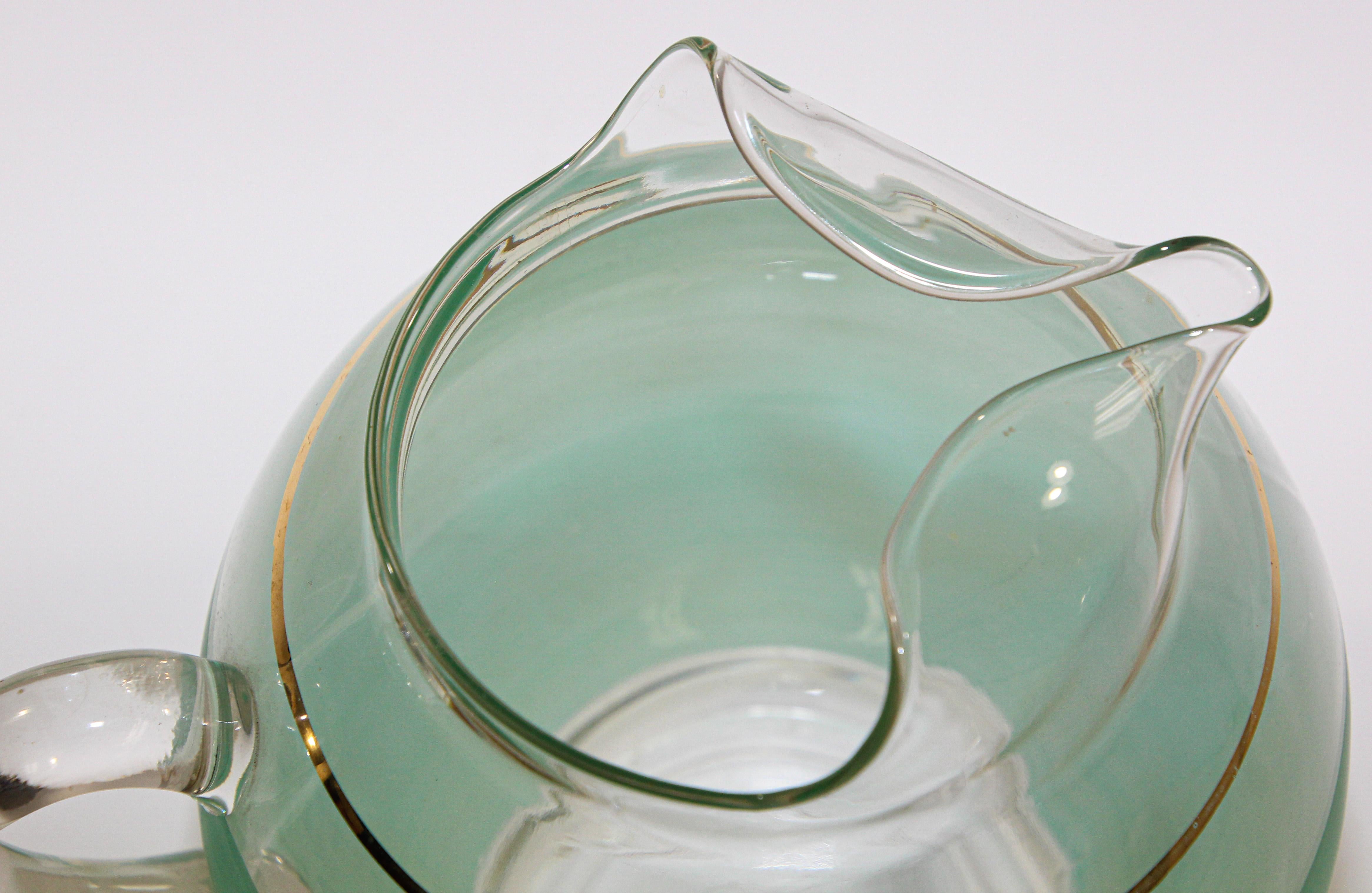 vintage green glass water pitcher