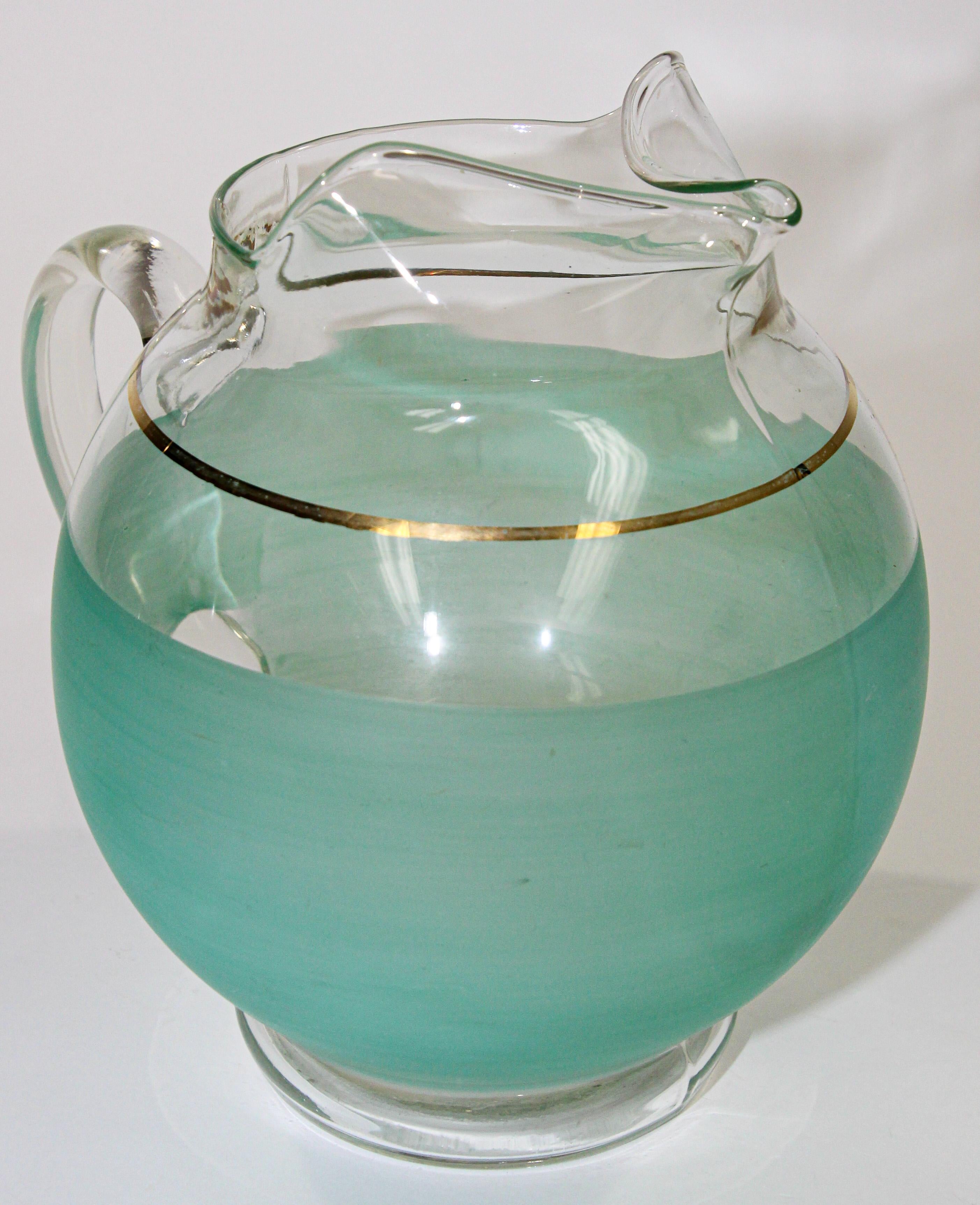 1960s Green Glass Pitcher American Collectible Barware For Sale 1