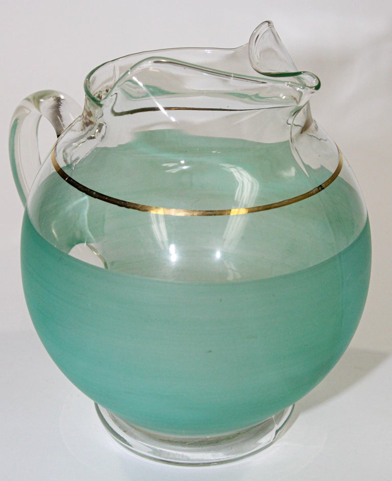 Vintage Green Glass Pitcher American Collectible, 1960's For Sale 4