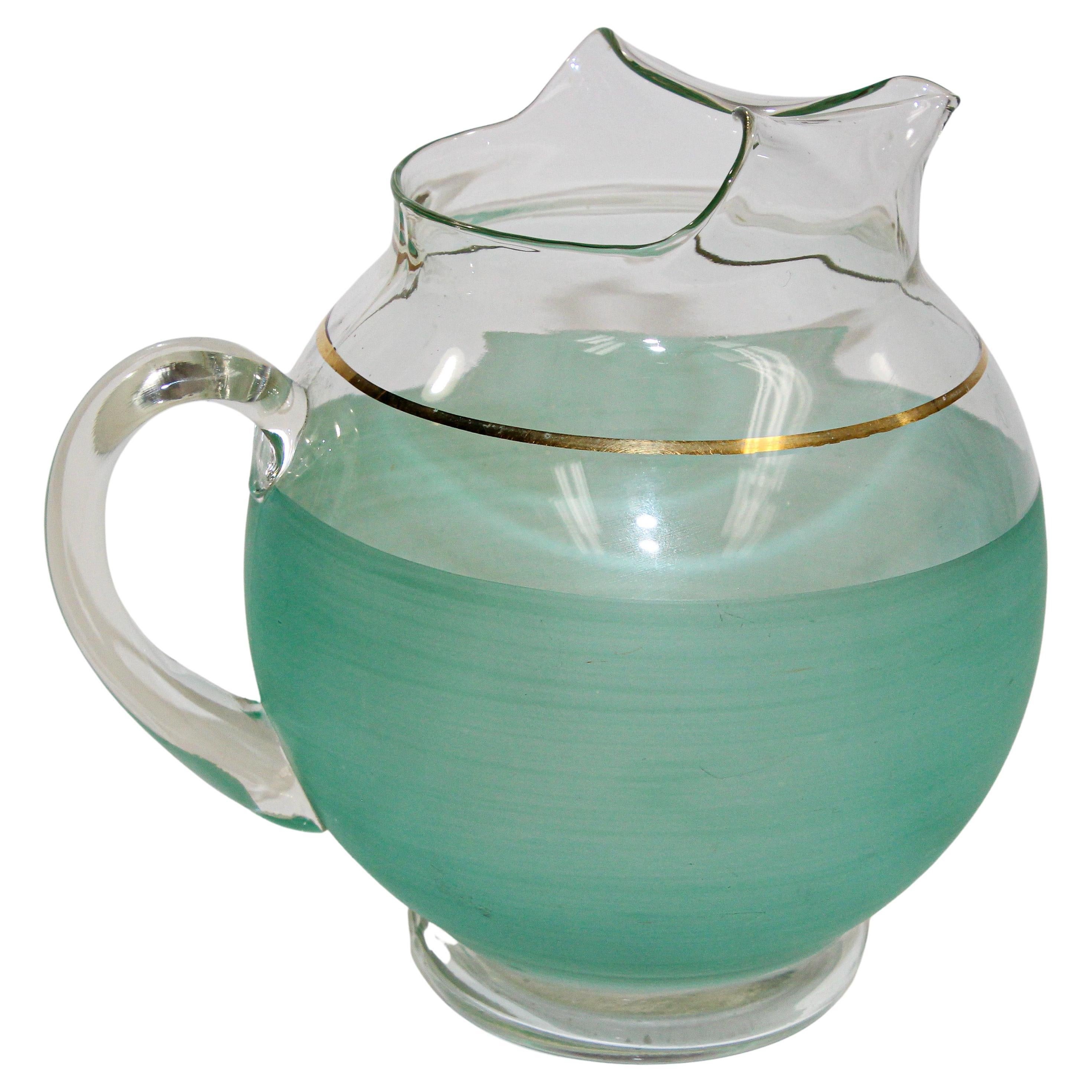1960s Green Glass Pitcher American Collectible Barware