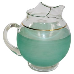 Retro 1960s Green Glass Pitcher American Collectible Barware