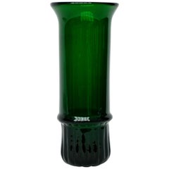 Vintage Green Glass Sold Vase from Sweden Midcentury