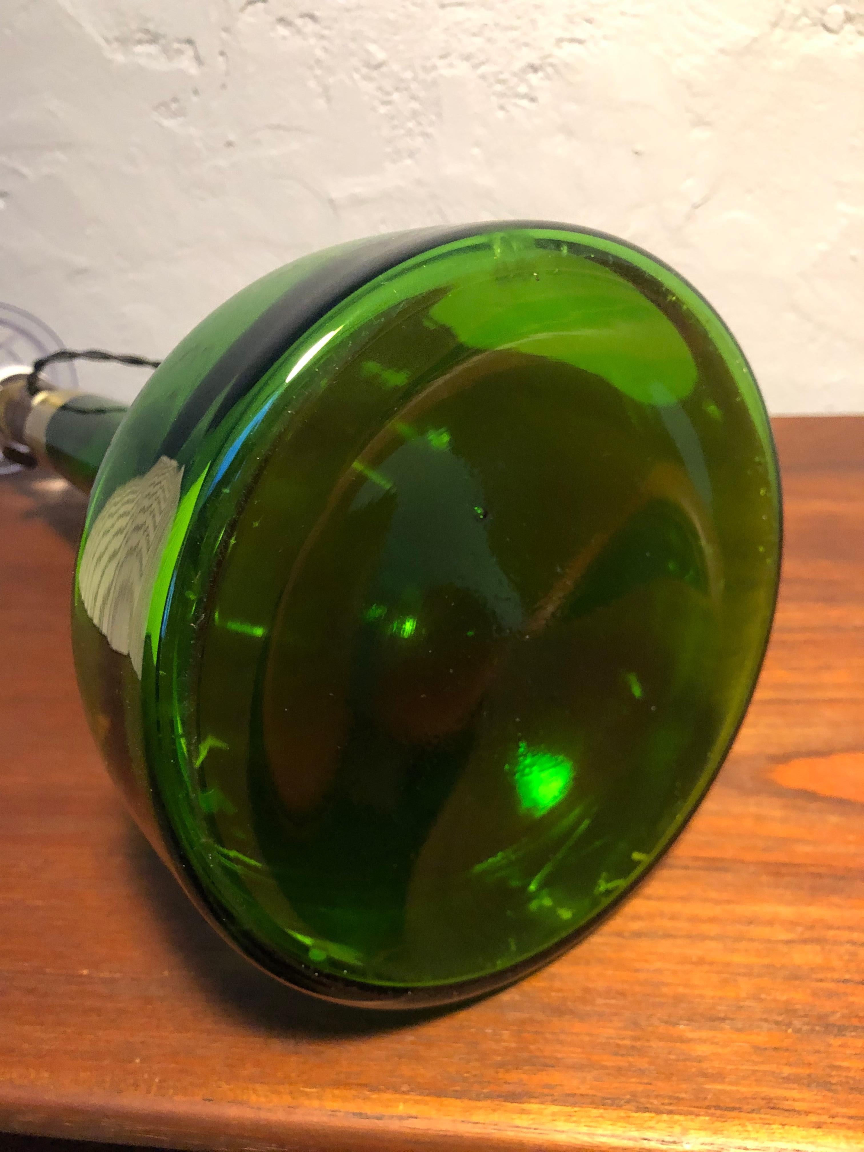 Vintage Green Glass Table Lamp by Biilman-Petersen for Le Klint / Holmegaard For Sale 2