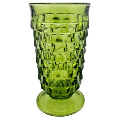 Vintage Green Glass Tumblers – Set of Five Textured Mid-Century Barware