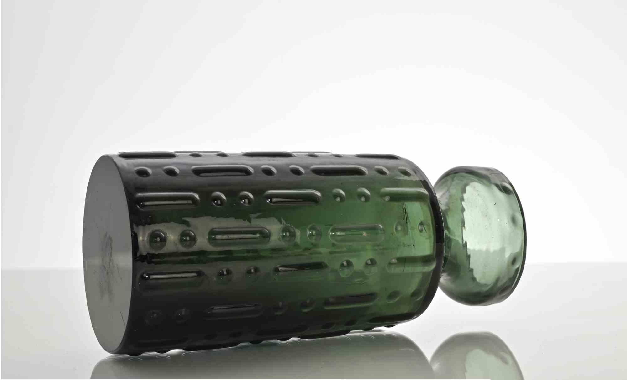 Italian Vintage Green Glass Vase, italy, 1970s For Sale