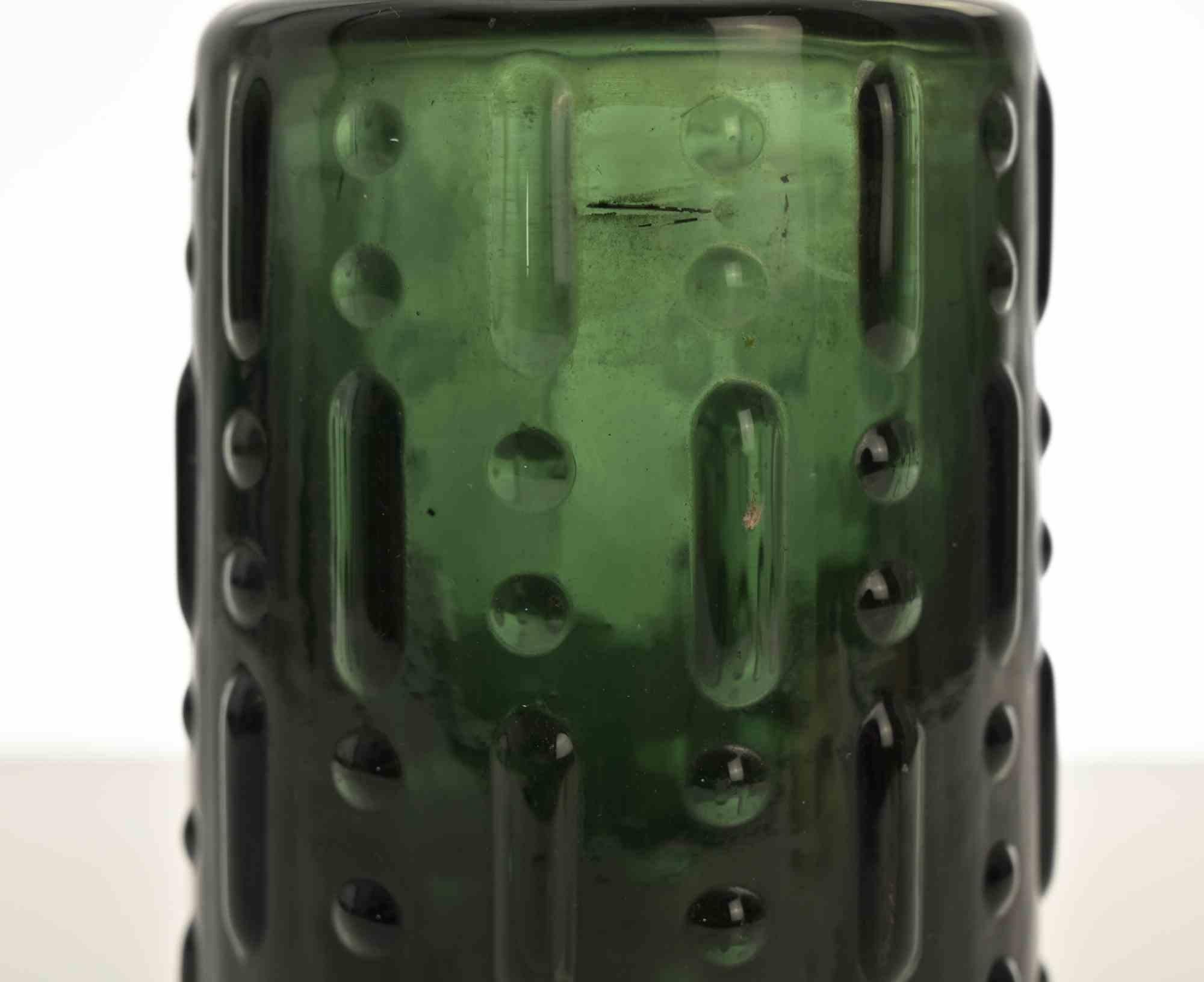 Vintage Green Glass Vase, italy, 1970s In Good Condition For Sale In Roma, IT