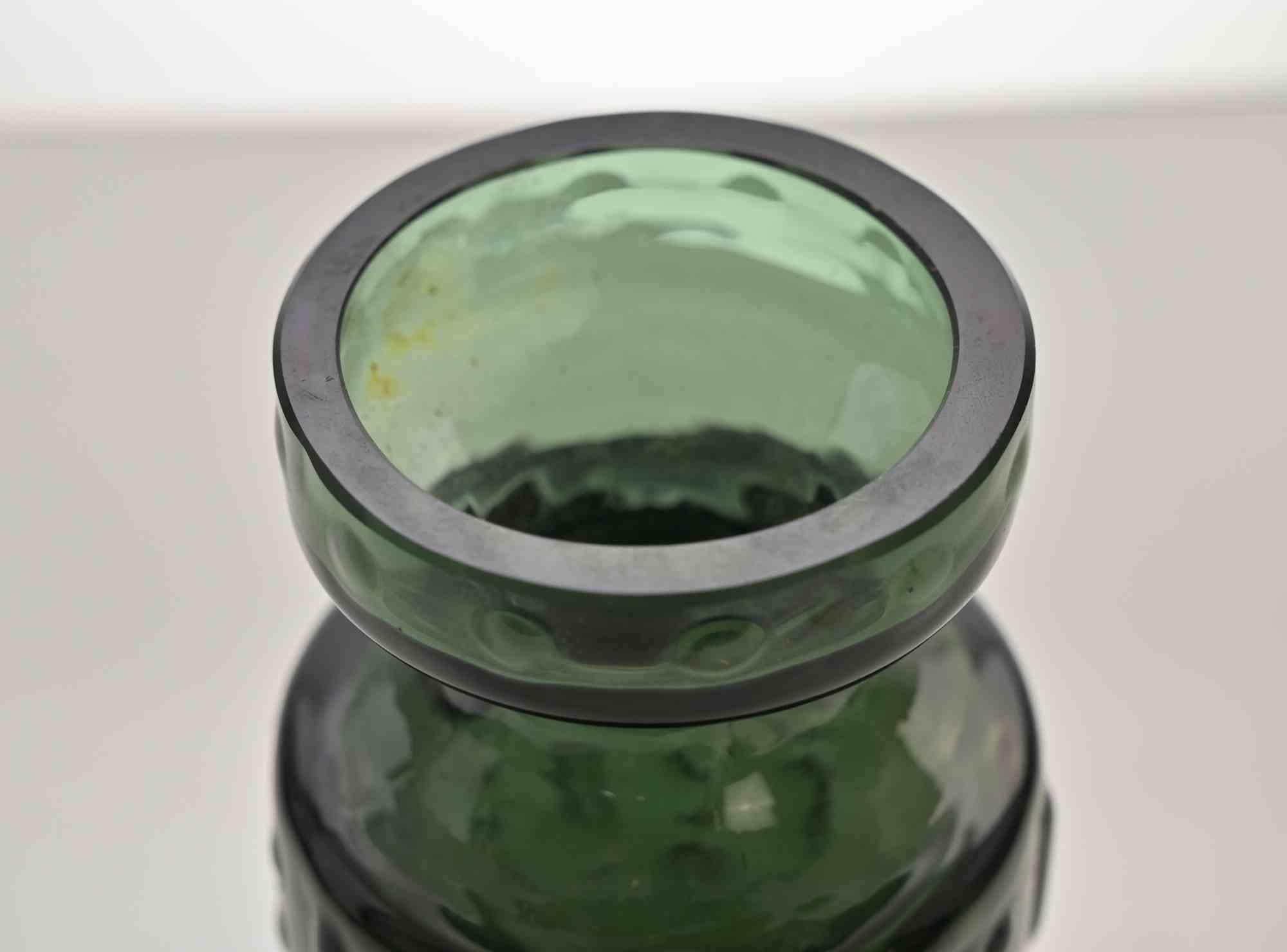 Late 20th Century Vintage Green Glass Vase, italy, 1970s For Sale